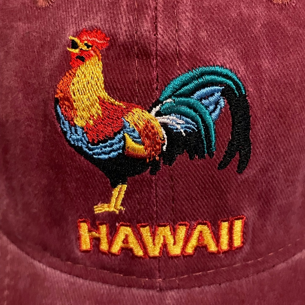 🟢NWT Hawaii Rooster Embroidered Dad Hat | Burgundy Adjustable Cap - Picture 2 of 4